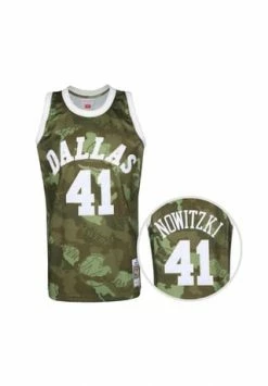 Neu 👏 Mitchell & Ness NBA Dallas Mavericks Dirk Nowitzki Black Team Color Swingman Trikot Herren Grün/ Weiß 🌟