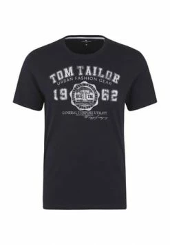 Am billigsten 🔔 TOM TAILOR T-Shirt, Logo-Print, Für Herren Dunkelblau 🤩