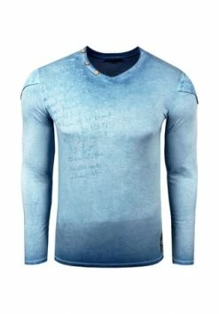 Neu 😀 RUSTY NEAL Langarmshirt In Used-Optik Petrol 🔥