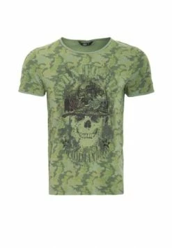 Aktion 🎁 KING KEROSIN T-Shirt Mit Tarn-Alloverprint Und Skull-Motiv Born To Kill Evergreen 😍